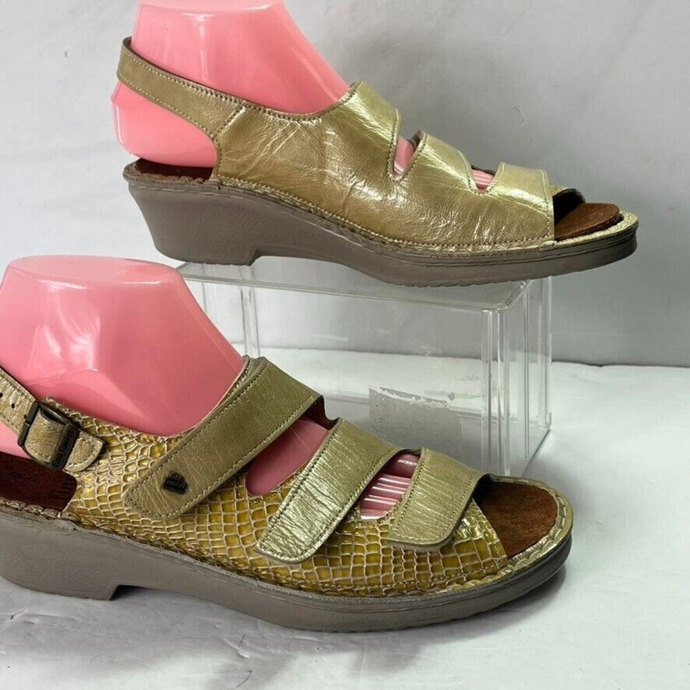 Finn Comfort Sandals Women's Size 36D 6 Jamaica Triple Strap Leather Snake Print - Picture 5 of 12